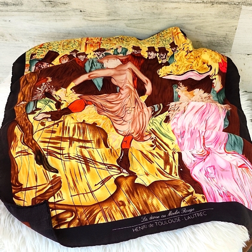 HENRI DE TOULOUSE LAUTREC THE DANCE AT THE MOULIN ROUGE SILK SCARF
